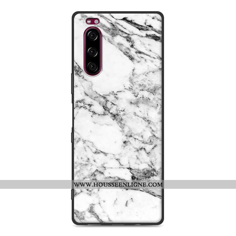 Housse Sony Xperia 5 Protection Modèle Fleurie Fluide Doux Étui Simple Gris Téléphone Portable