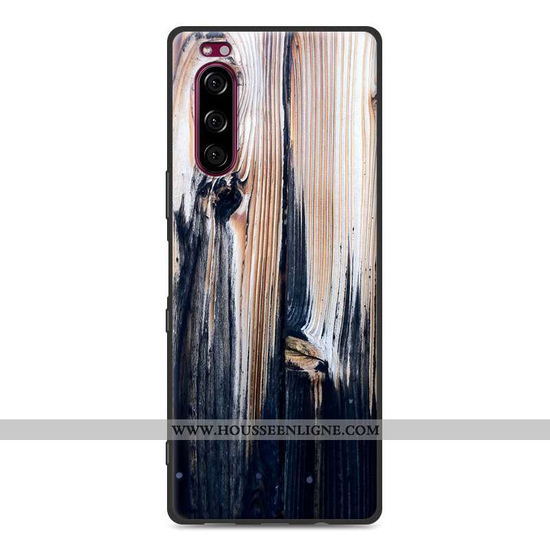 Housse Sony Xperia 5 Protection Modèle Fleurie Fluide Doux Étui Simple Gris Téléphone Portable