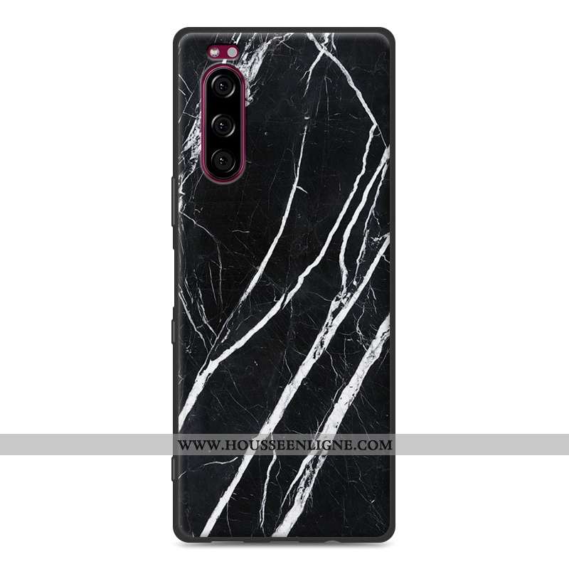 Housse Sony Xperia 5 Protection Modèle Fleurie Fluide Doux Étui Simple Gris Téléphone Portable