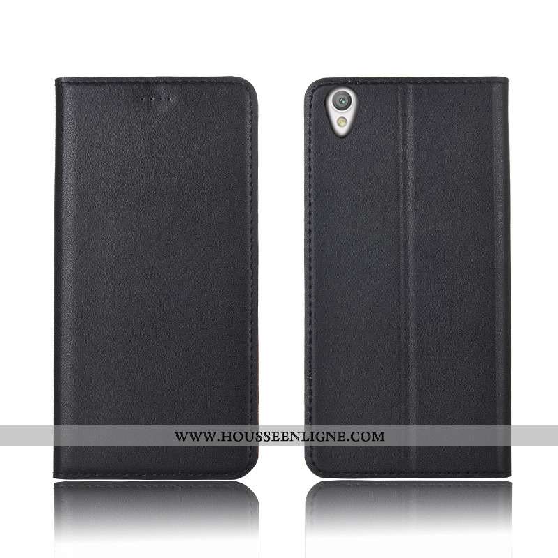 Housse Sony Xperia L1 Cuir Véritable Cuir Nouveau Tout Compris Silicone Étui Incassable Bleu