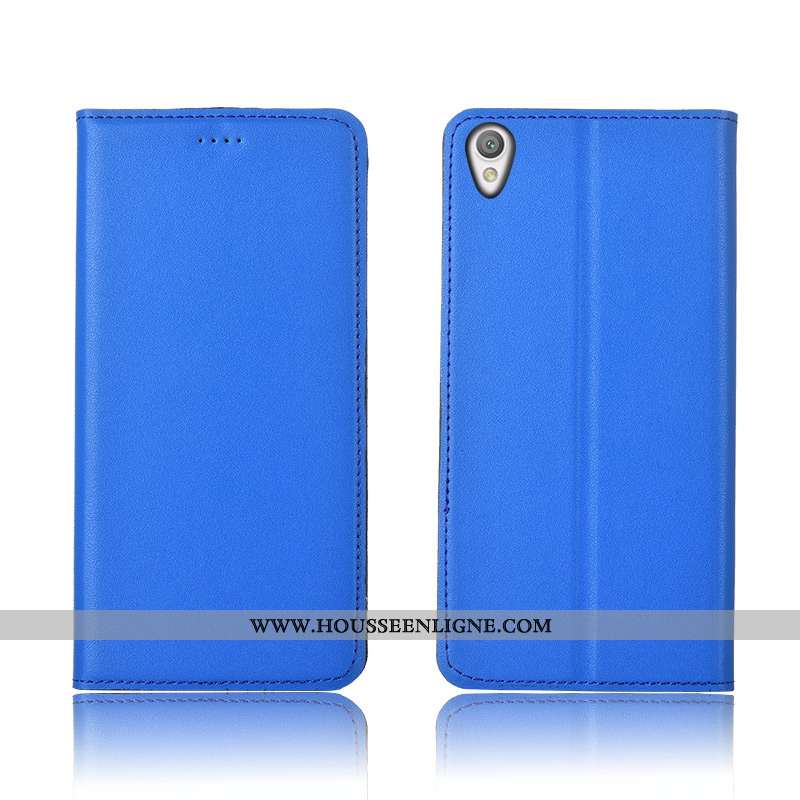 Housse Sony Xperia L1 Cuir Véritable Cuir Nouveau Tout Compris Silicone Étui Incassable Bleu
