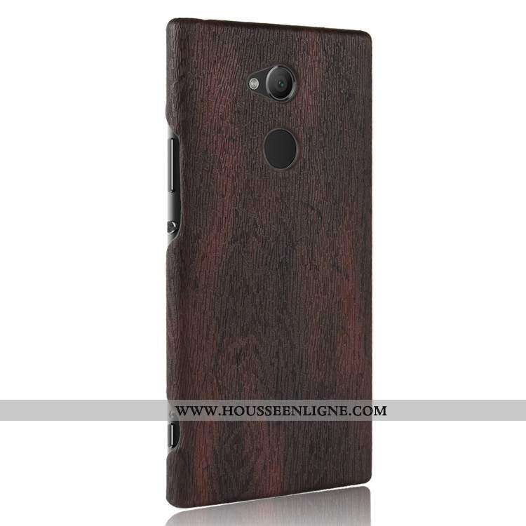 Housse Sony Xperia L2 En Bois Cuir Téléphone Portable Étui Qualité Coque Résistant À L'usure Marron