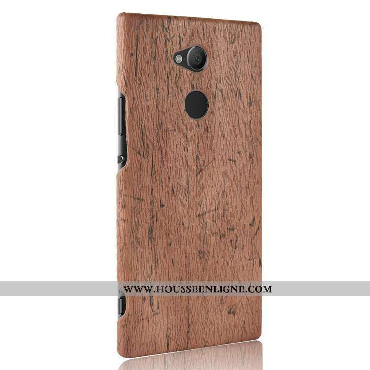 Housse Sony Xperia L2 En Bois Cuir Téléphone Portable Étui Qualité Coque Résistant À L'usure Marron