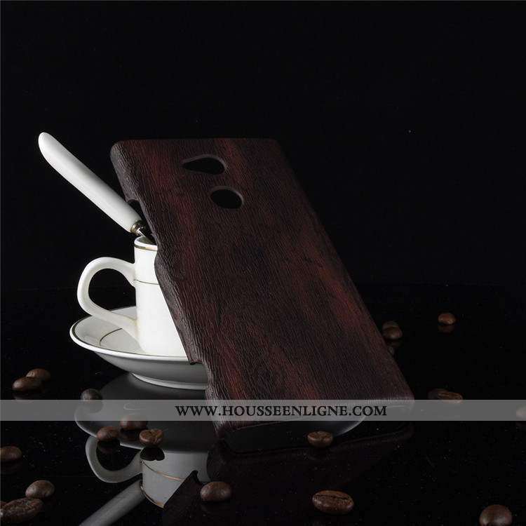 Housse Sony Xperia L2 En Bois Cuir Téléphone Portable Étui Qualité Coque Résistant À L'usure Marron