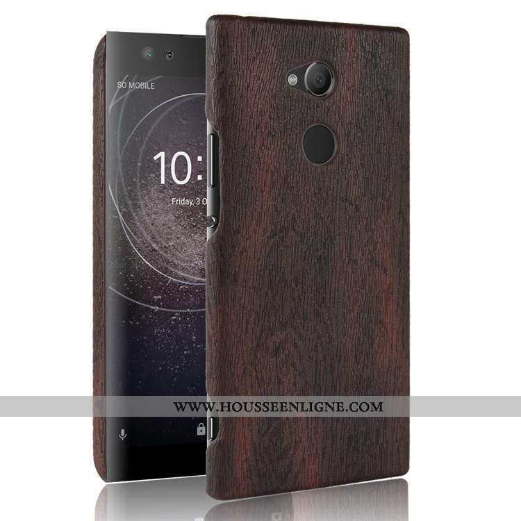 Housse Sony Xperia L2 En Bois Cuir Téléphone Portable Étui Qualité Coque Résistant À L'usure Marron