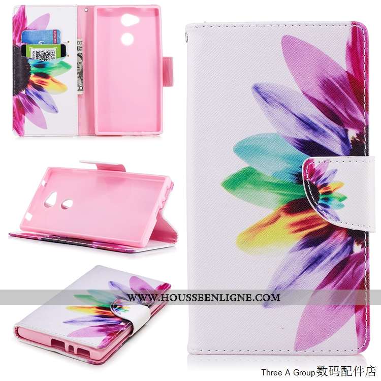 Housse Sony Xperia L2 Fluide Doux Silicone Téléphone Portable Blanc Cuir Coque Carte Blanche