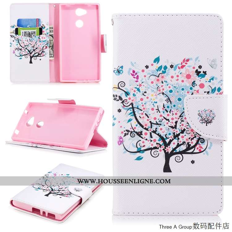 Housse Sony Xperia L2 Fluide Doux Silicone Téléphone Portable Blanc Cuir Coque Carte Blanche