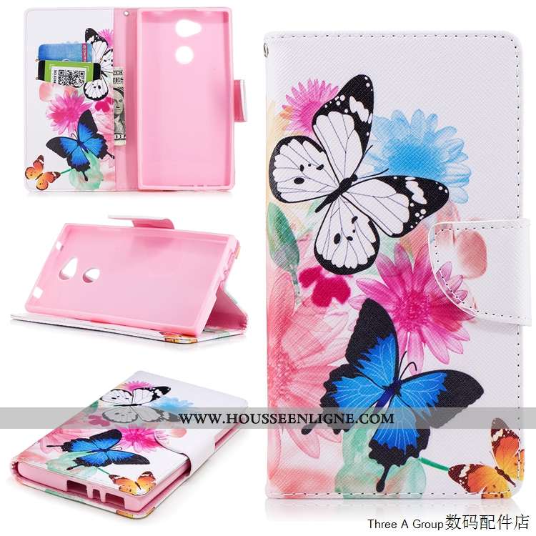 Housse Sony Xperia L2 Fluide Doux Silicone Téléphone Portable Blanc Cuir Coque Carte Blanche