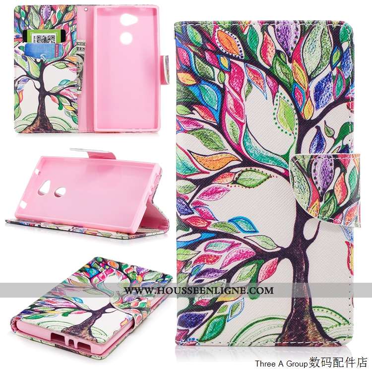 Housse Sony Xperia L2 Fluide Doux Silicone Téléphone Portable Blanc Cuir Coque Carte Blanche