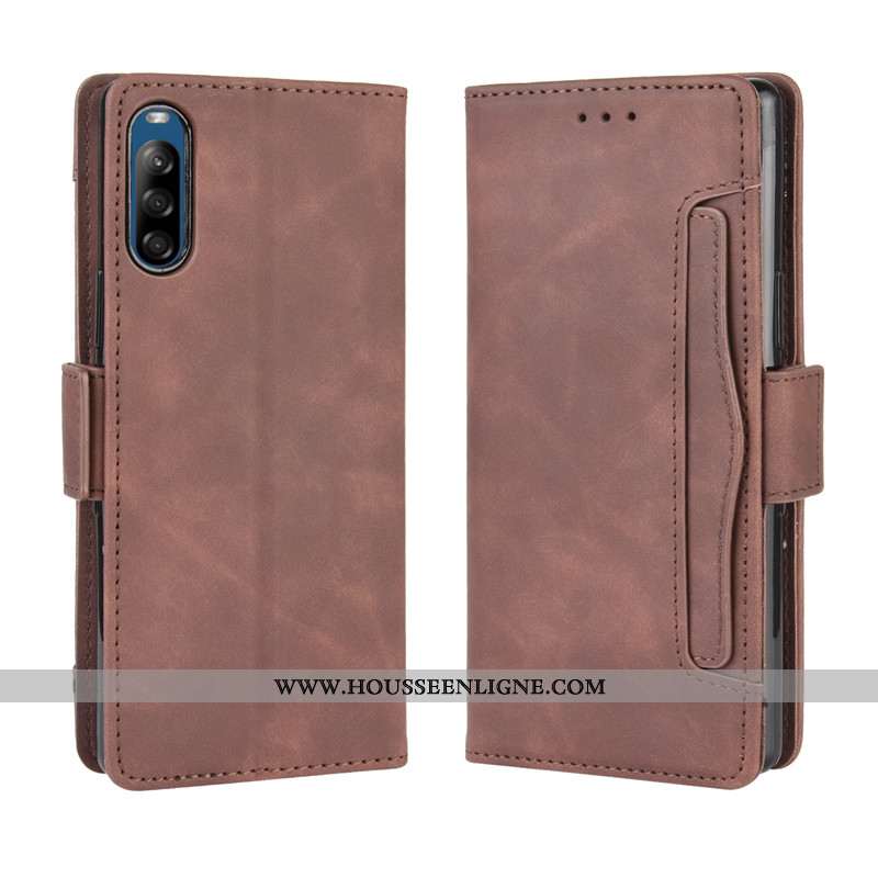 Housse Sony Xperia L4 Cuir Fluide Doux Marron Coque Téléphone Portable Portefeuille Protection