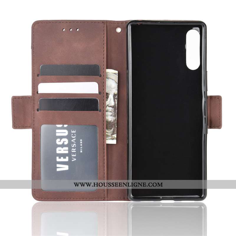 Housse Sony Xperia L4 Cuir Fluide Doux Marron Coque Téléphone Portable Portefeuille Protection