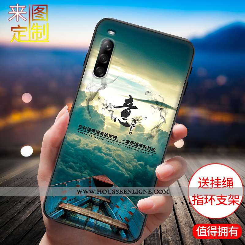 Housse Sony Xperia L4 Personnalité Silicone Coque Bleu Marin Incassable Tout Compris Peinture Bleu F