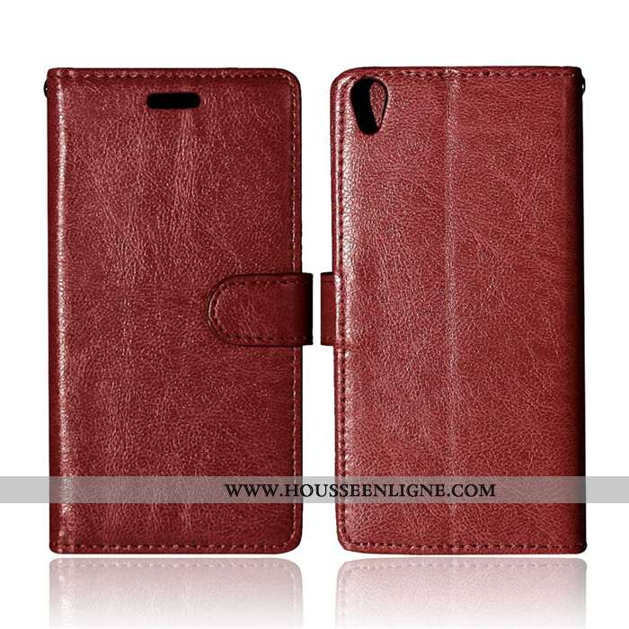 Housse Sony Xperia Xa Fluide Doux Silicone Portefeuille Coque Marron Téléphone Portable Protection