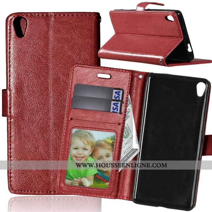 Housse Sony Xperia Xa Fluide Doux Silicone Portefeuille Coque Marron Téléphone Portable Protection