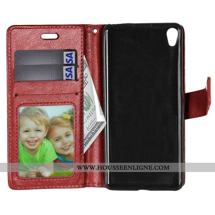 Housse Sony Xperia Xa Fluide Doux Silicone Portefeuille Coque Marron Téléphone Portable Protection