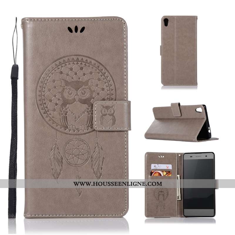 Housse Sony Xperia Xa Ultra Portefeuille Cuir Téléphone Portable Gris Imprimé Étui Modèle Fleurie