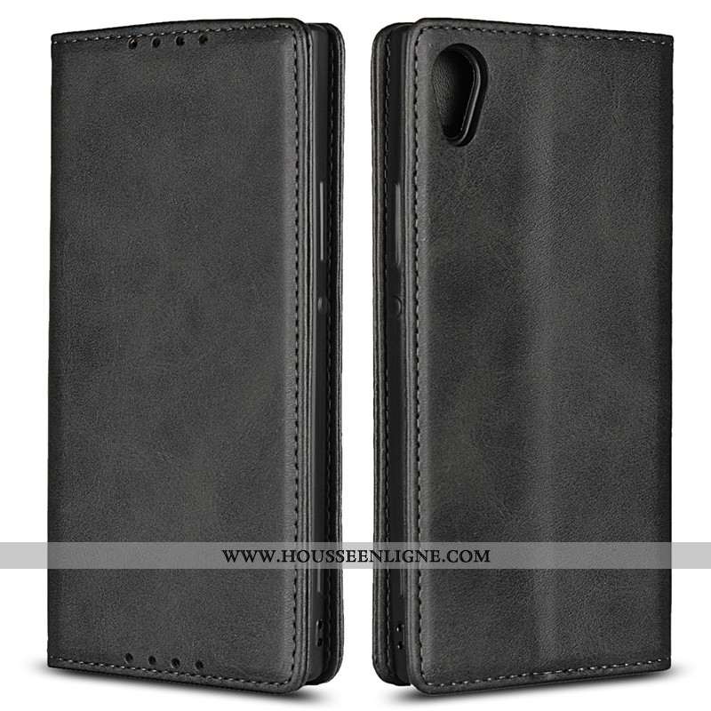 Housse Sony Xperia Xa1 Fluide Doux Protection Noir Téléphone Portable Étui Cuir Bovins