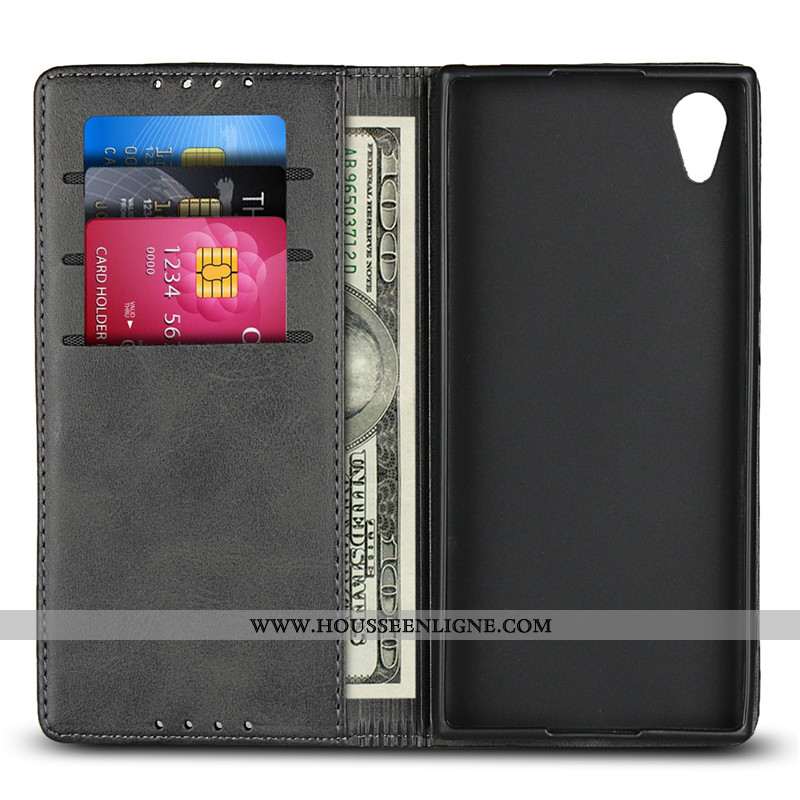 Housse Sony Xperia Xa1 Fluide Doux Protection Noir Téléphone Portable Étui Cuir Bovins