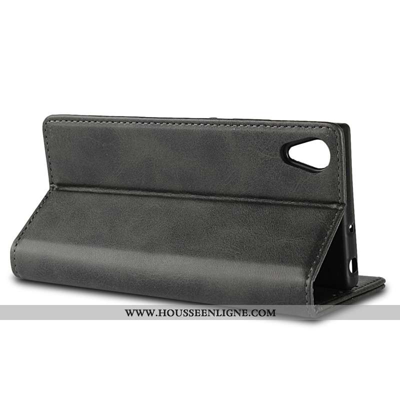 Housse Sony Xperia Xa1 Fluide Doux Protection Noir Téléphone Portable Étui Cuir Bovins