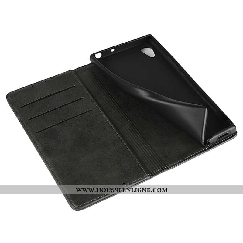 Housse Sony Xperia Xa1 Fluide Doux Protection Noir Téléphone Portable Étui Cuir Bovins