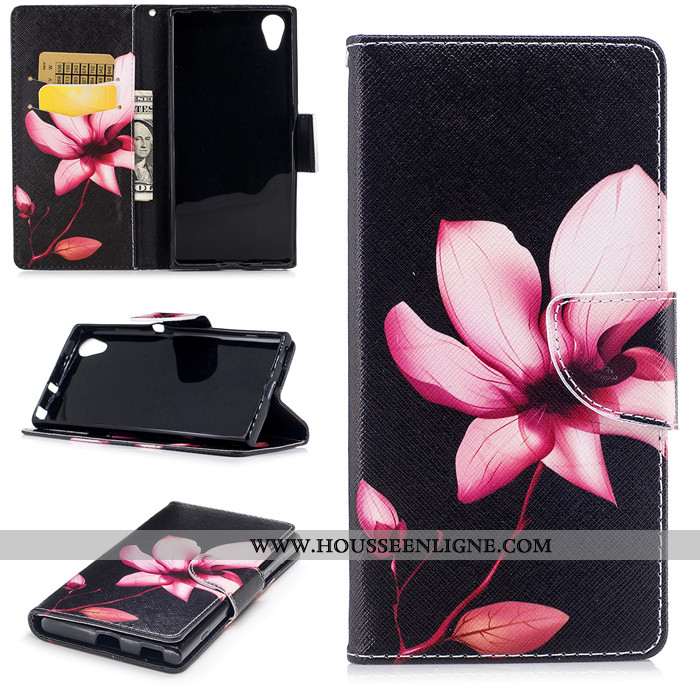 Housse Sony Xperia Xa1 Plus Dessin Animé Cuir Clamshell Étui Incassable Silicone Protection Noir