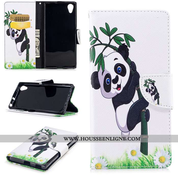 Housse Sony Xperia Xa1 Plus Dessin Animé Cuir Clamshell Étui Incassable Silicone Protection Noir