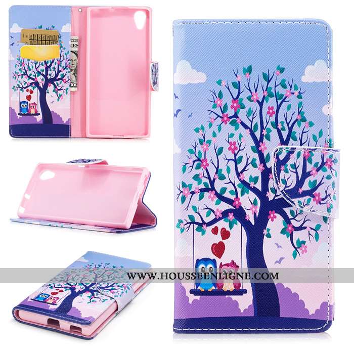 Housse Sony Xperia Xa1 Plus Dessin Animé Cuir Clamshell Étui Incassable Silicone Protection Noir