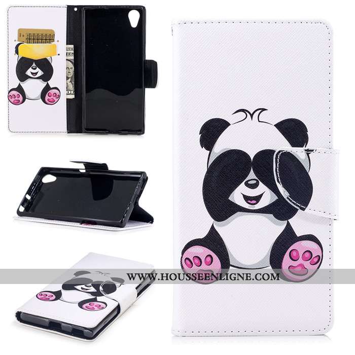 Housse Sony Xperia Xa1 Plus Dessin Animé Cuir Clamshell Étui Incassable Silicone Protection Noir