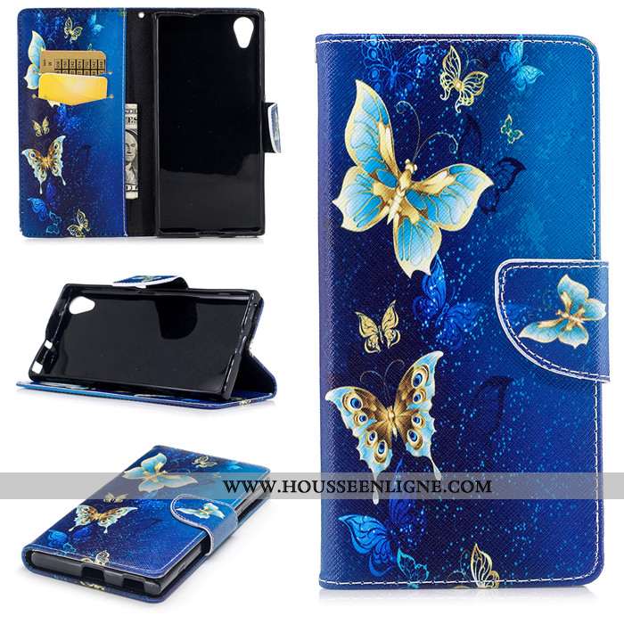 Housse Sony Xperia Xa1 Plus Dessin Animé Cuir Clamshell Étui Incassable Silicone Protection Noir
