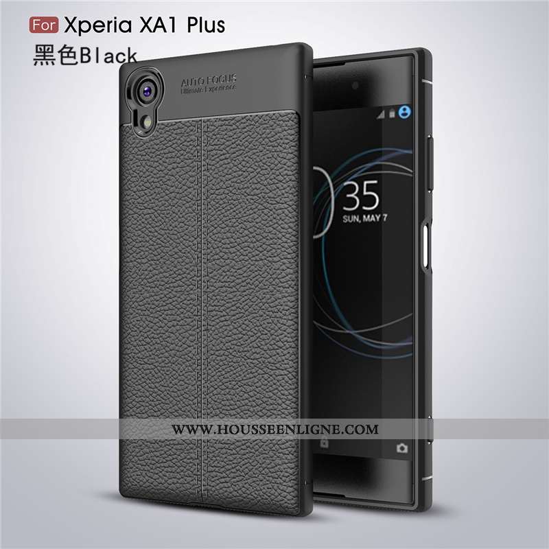 Housse Sony Xperia Xa1 Plus Personnalité Créatif Étoile Incassable Cuir Protection Business Noir