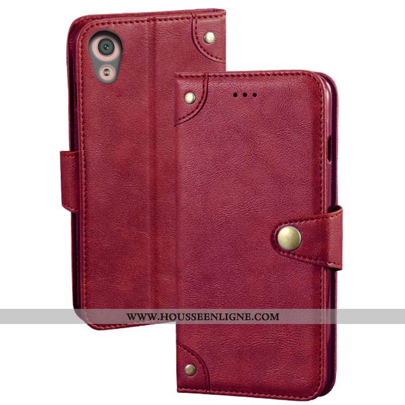 Housse Sony Xperia Xa1 Ultra Cuir Protection Coque Téléphone Portable Étui Rouge