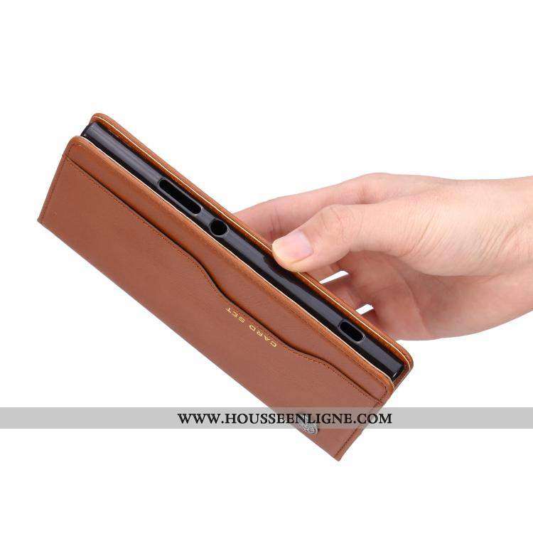 Housse Sony Xperia Xa2 Cuir Protection Téléphone Portable Coque Incassable Étui Marron
