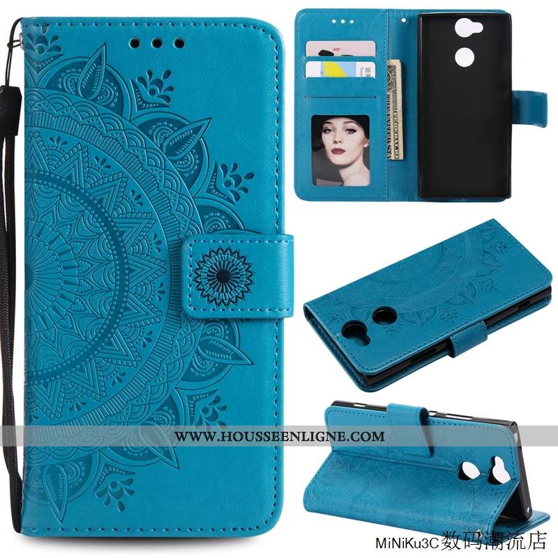 Housse Sony Xperia Xa2 Cuir Protection Étui Incassable Coque Violet Téléphone Portable