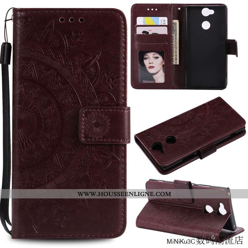 Housse Sony Xperia Xa2 Cuir Protection Étui Incassable Coque Violet Téléphone Portable