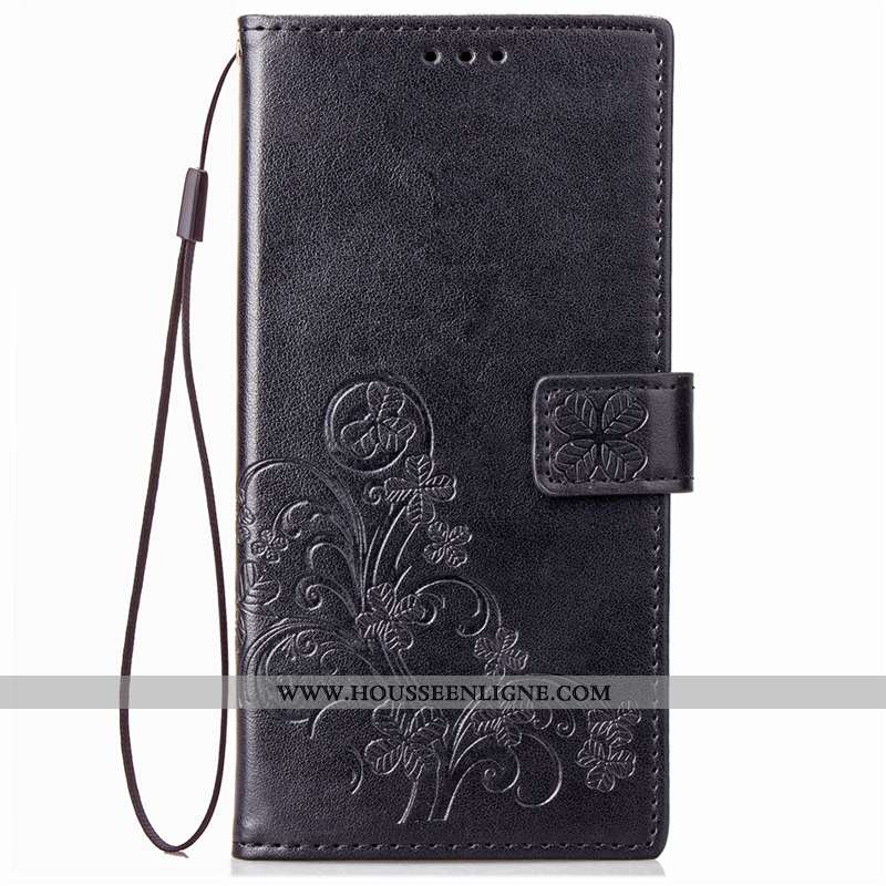 Housse Sony Xperia Xa2 Plus Cuir Protection Tendance Étui Coque Noir