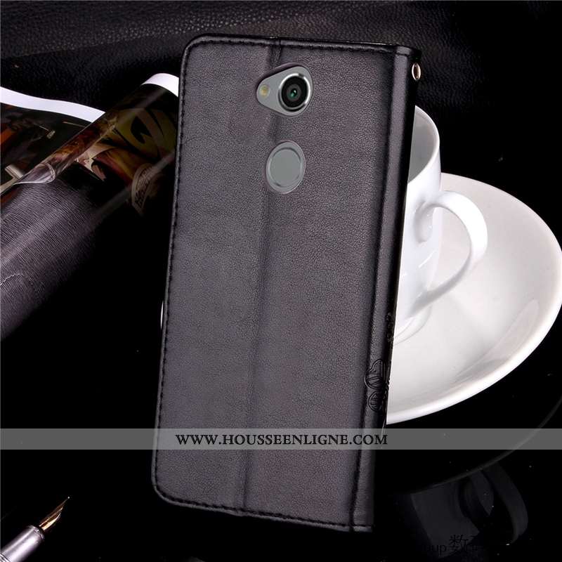 Housse Sony Xperia Xa2 Plus Cuir Protection Tendance Étui Coque Noir