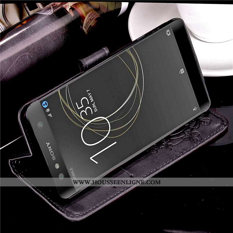 Housse Sony Xperia Xa2 Plus Cuir Protection Tendance Étui Coque Noir