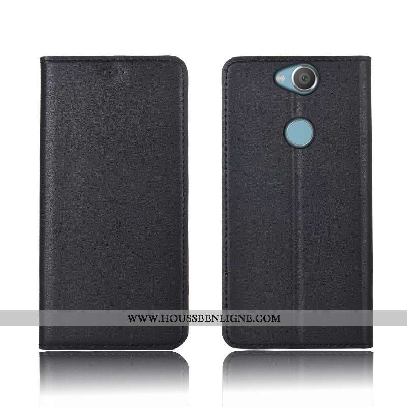Housse Sony Xperia Xa2 Plus Cuir Véritable Cuir Clamshell Incassable Silicone Jaune Nouveau
