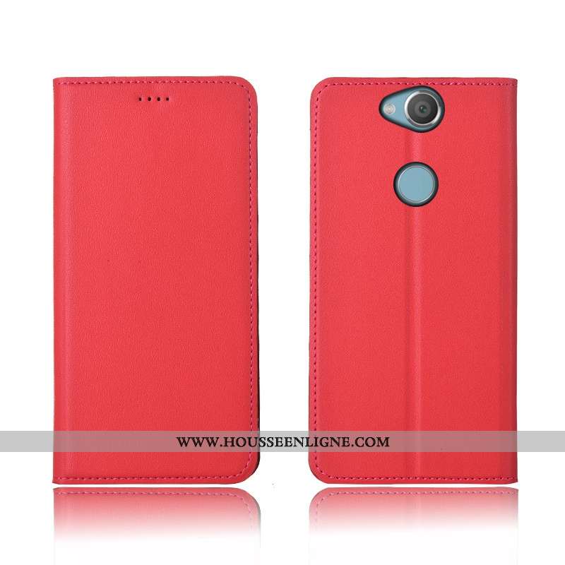 Housse Sony Xperia Xa2 Plus Cuir Véritable Cuir Clamshell Incassable Silicone Jaune Nouveau