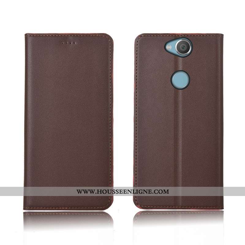 Housse Sony Xperia Xa2 Plus Cuir Véritable Cuir Clamshell Incassable Silicone Jaune Nouveau