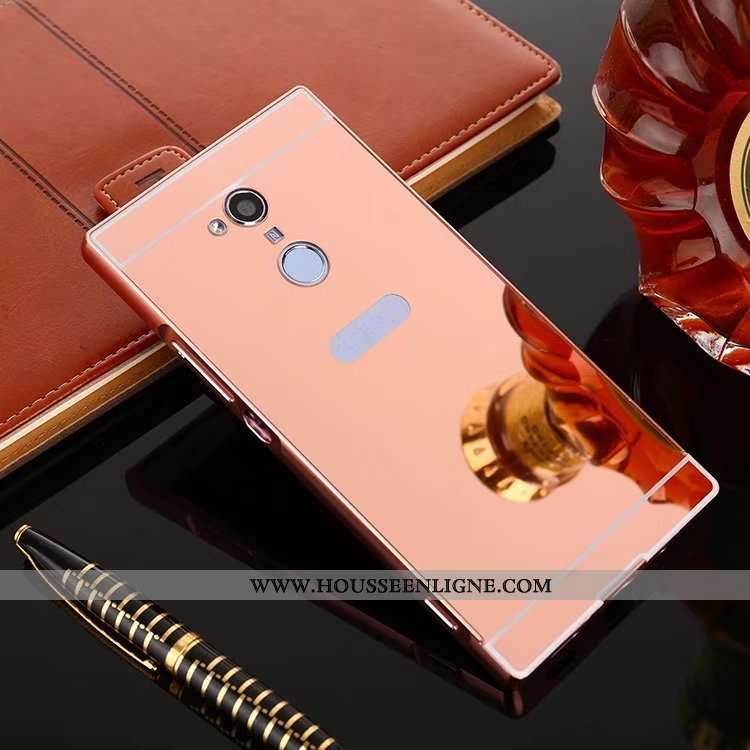 Housse Sony Xperia Xa2 Ultra Métal Protection Coque Or Border Étui Miroir Doré