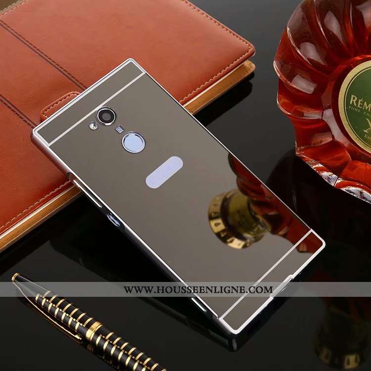 Housse Sony Xperia Xa2 Ultra Métal Protection Coque Or Border Étui Miroir Doré