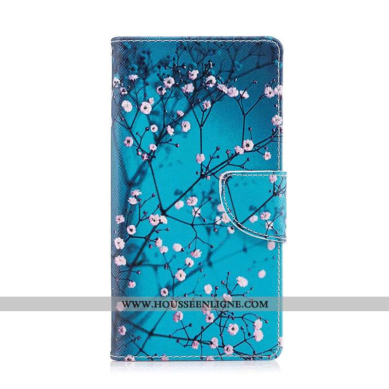Housse Sony Xperia Xz1 Compact Cuir Protection Étui Coque Téléphone Portable Peinture Bleu