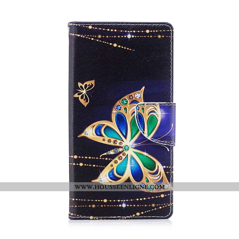 Housse Sony Xperia Xz1 Compact Cuir Protection Étui Coque Téléphone Portable Peinture Bleu