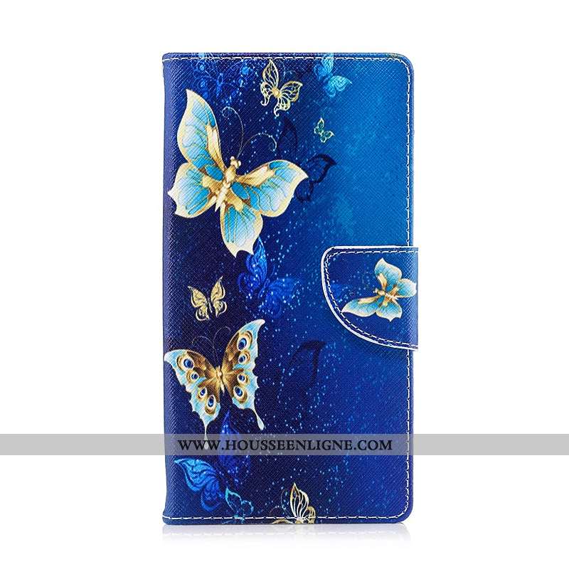 Housse Sony Xperia Xz1 Compact Cuir Protection Étui Coque Téléphone Portable Peinture Bleu