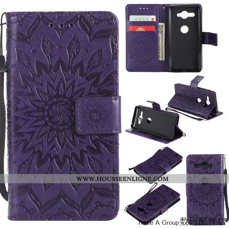 Housse Sony Xperia Xz2 Compact Protection Gaufrage Violet Tout Compris Étui Coque