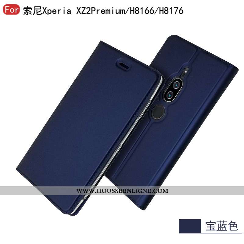 Housse Sony Xperia Xz2 Premium Cuir Mode Bleu Étoile Business Étui Coque