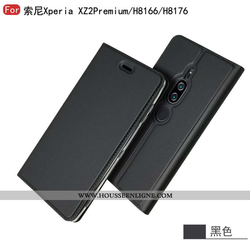 Housse Sony Xperia Xz2 Premium Cuir Mode Bleu Étoile Business Étui Coque