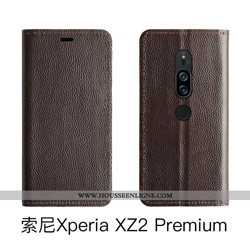 Housse Sony Xperia Xz2 Premium Cuir Véritable Téléphone Portable Rouge Coque