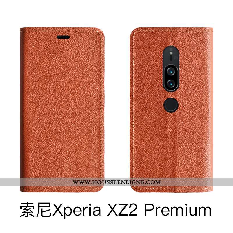 Housse Sony Xperia Xz2 Premium Cuir Véritable Téléphone Portable Rouge Coque